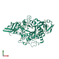 Monomeric assembly 1 of PDB entry 1h3g coloured by chemically distinct molecules, front view.