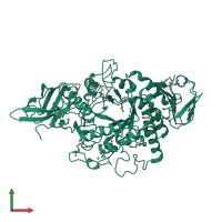 Monomeric assembly 2 of PDB entry 1h3g coloured by chemically distinct molecules, front view.