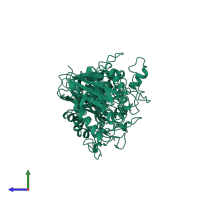 Glycosyl hydrolase family 13 catalytic domain-containing protein in PDB entry 1h3g, assembly 1, side view.