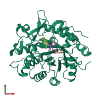 PDB entry 1h62 coloured by chain, front view.