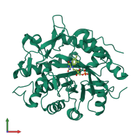 PDB entry 1h63 coloured by chain, front view.