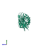 PDB entry 1h6u coloured by chain, side view.