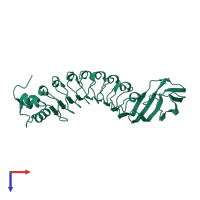 PDB entry 1h6u coloured by chain, top view.