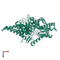 PDB entry 1h7b coloured by chain, top view.