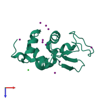 Monomeric assembly 1 of PDB entry 1hc0 coloured by chemically distinct molecules, top view.