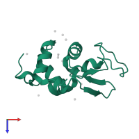 Lysozyme C in PDB entry 1hc0, assembly 1, top view.