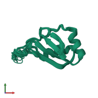 PDB entry 1hd1 coloured by chain, ensemble of 20 models, front view.