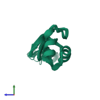 PDB entry 1hd1 coloured by chain, ensemble of 20 models, side view.