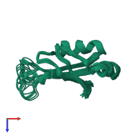 PDB entry 1hd1 coloured by chain, ensemble of 20 models, top view.