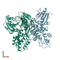 PDB entry 1hei coloured by chain, front view.