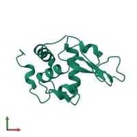 PDB entry 1hep coloured by chain, front view.