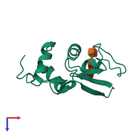 PDB entry 1hew coloured by chain, top view.