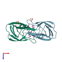 PDB entry 1hii coloured by chain, top view.