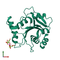 Monomeric assembly 1 of PDB entry 1hjj coloured by chemically distinct molecules, front view.