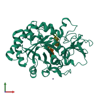 PDB entry 1hkk coloured by chain, front view.