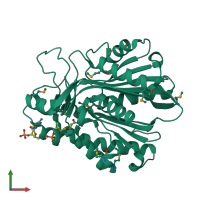 PDB entry 1hnh coloured by chain, front view.