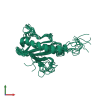 PDB entry 1hpw coloured by chain, ensemble of 10 models, front view.