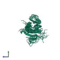 PDB entry 1hpw coloured by chain, ensemble of 10 models, side view.