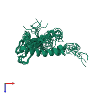 PDB entry 1hpw coloured by chain, ensemble of 10 models, top view.