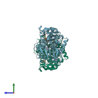 PDB entry 1hso coloured by chain, side view.