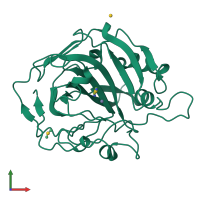 PDB entry 1hug coloured by chain, front view.