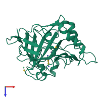 PDB entry 1hug coloured by chain, top view.