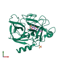 PDB entry 1hv7 coloured by chain, front view.