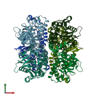 PDB entry 1hzd coloured by chain, front view.