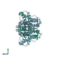 PDB entry 1i2o coloured by chain, side view.