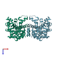 PDB entry 1i2o coloured by chain, top view.