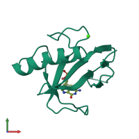 PDB entry 1i3f coloured by chain, front view.