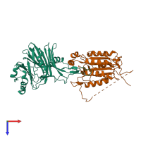 PDB entry 1i4e coloured by chain, top view.