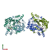 PDB entry 1icu coloured by chain, front view.