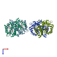 PDB entry 1icu coloured by chain, top view.
