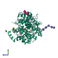 PDB entry 1igx coloured by chain, side view.