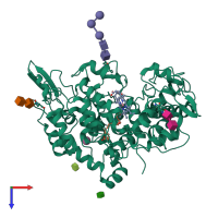 PDB entry 1igx coloured by chain, top view.