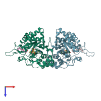 PDB entry 1ihi coloured by chain, top view.