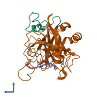 PDB entry 1iht coloured by chain, side view.