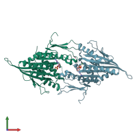 PDB entry 1ii6 coloured by chain, front view.