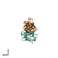 Hetero dimeric assembly 2 of PDB entry 1iil coloured by chemically distinct molecules, side view.