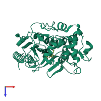 PDB entry 1ikg coloured by chain, top view.