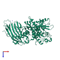 PDB entry 1ikq coloured by chain, top view.