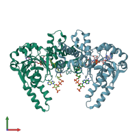 PDB entry 1il0 coloured by chain, front view.