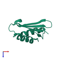 Large ribosomal subunit protein uL18 in PDB entry 1ily, assembly 1, top view.