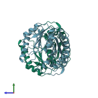 PDB entry 1ime coloured by chain, side view.