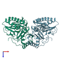 PDB entry 1ime coloured by chain, top view.