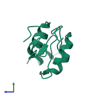 PDB entry 1imo coloured by chain, side view.