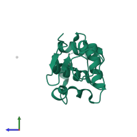 Lysozyme C in PDB entry 1inu, assembly 1, side view.