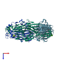 PDB entry 1ipj coloured by chain, top view.