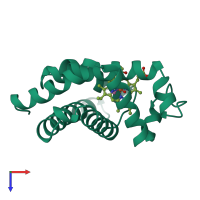 PDB entry 1irc coloured by chain, top view.